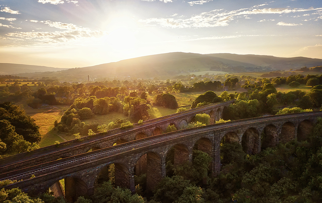 rail bridge at sunrise