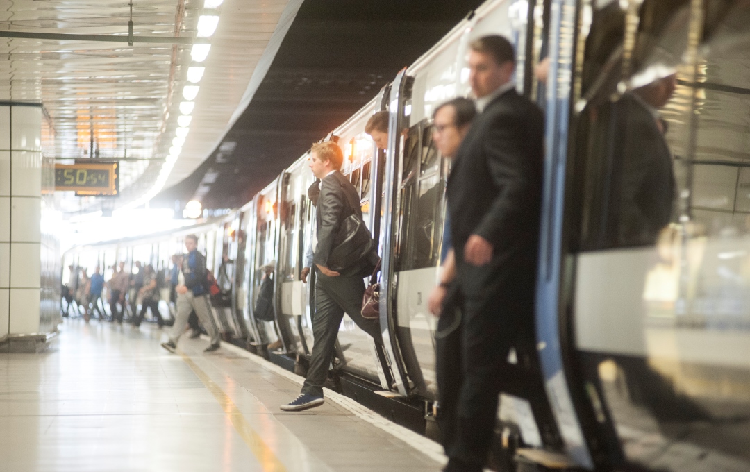 commuters on a train