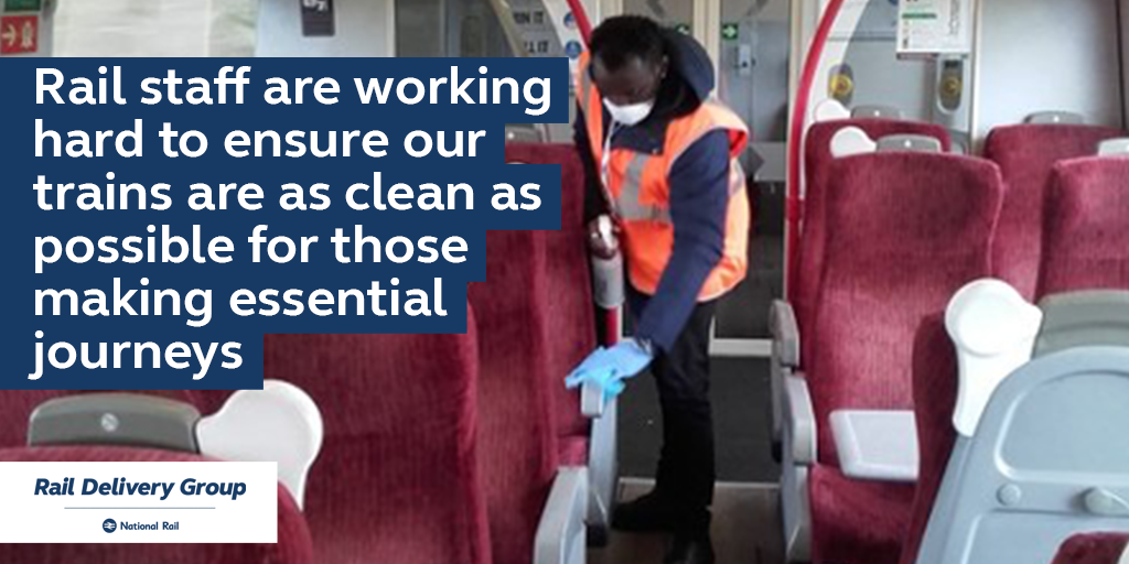 rail staff cleaning trains