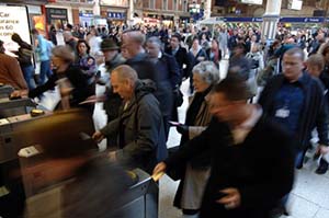 commuters at ticket gates