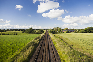 train tracks through countryside